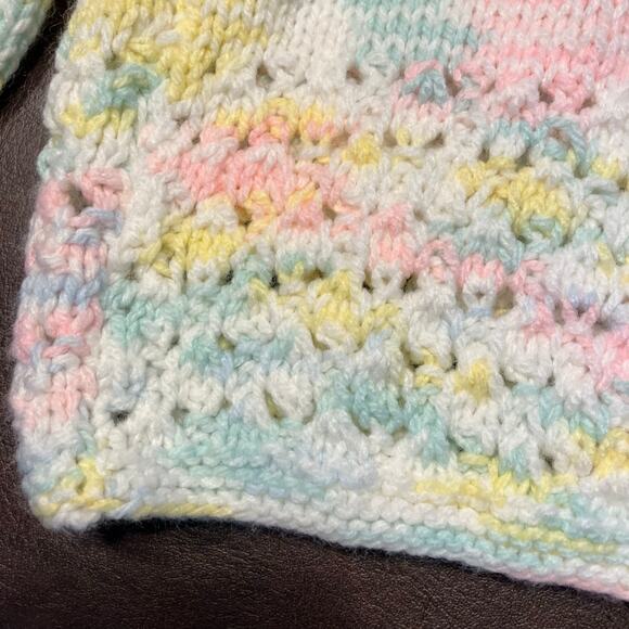 Handmade Baby Girl Knit Cardigan Sweater Ribbon Tie 12 Month Vintage - Picture 3 of 13